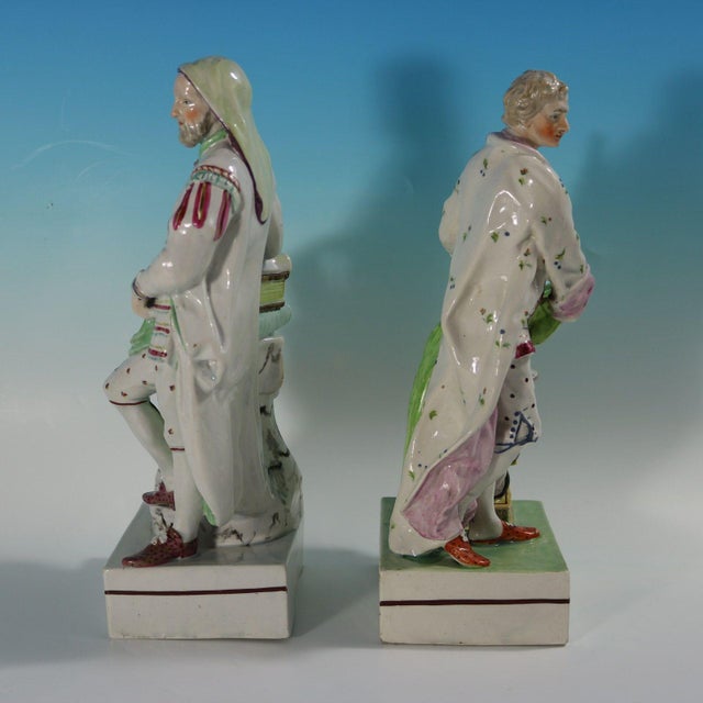 Traditional Pair Ralph Wood Staffordshire Pearlware Figures Chaucer & Newton For Sale - Image 3 of 18