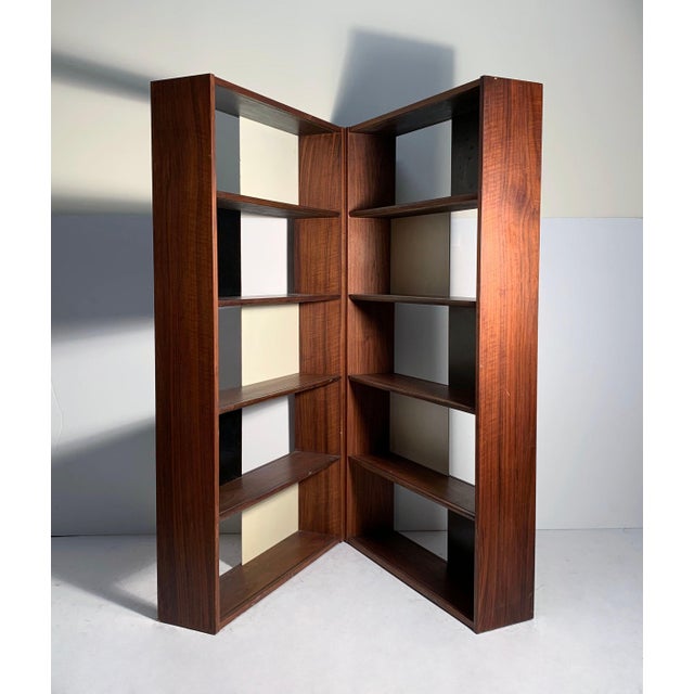 Brown Evans Clark Folding Bookcase / Display Shelf / Room Divider / Milo Baughman For Sale - Image 8 of 11