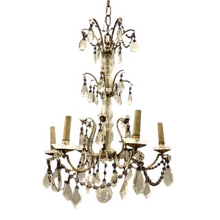 Italian Silver Crystal Chandelier, 1940s For Sale