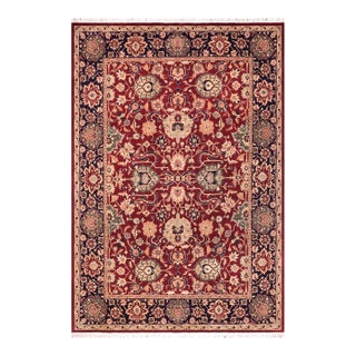 Shabby Chic Kafkaz Pak-Persian Red/Blue Wool Rug - 9'0'' X 11'8'' For Sale