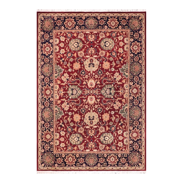 Shabby Chic Kafkaz Pak-Persian Red/Blue Wool Rug - 9'0'' X 11'8'' For Sale
