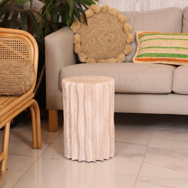 Not Yet Made - Made To Order Mala Round Oak Wood Side Table For Sale - Image 5 of 5