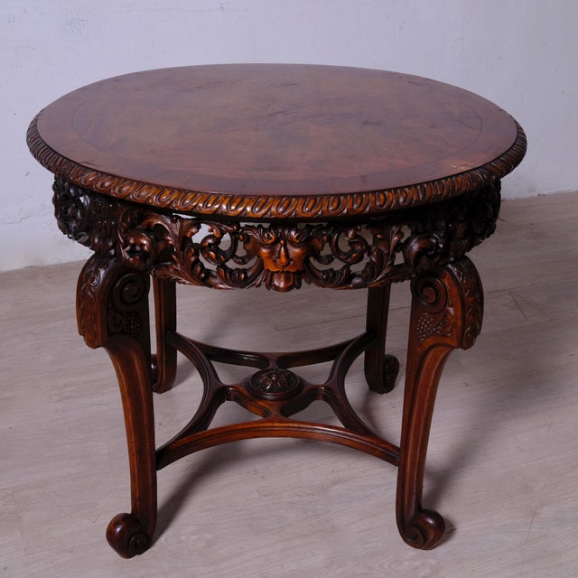 Antique Late 19th Century Carved Wooden Coffee Table, 1890s For Sale - Image 11 of 16