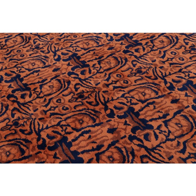Traditional Vintage Zeki Müren Rug, Rust and Navy Blue All Over Patterns - Rug & Kilim For Sale - Image 3 of 8