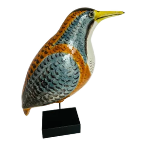 Majestic Vintage Majolica Kingfisher Shore Bird on Stand