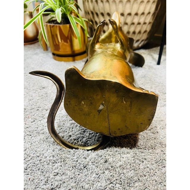 Metal Mid Century Vintage Large Brass Mouse Shrew For Sale - Image 7 of 10