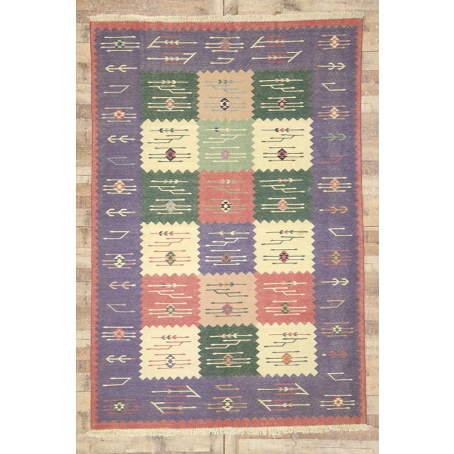 Purple Vintage Romanian Kilim Rug - 06'00 x 08'11 For Sale - Image 8 of 9