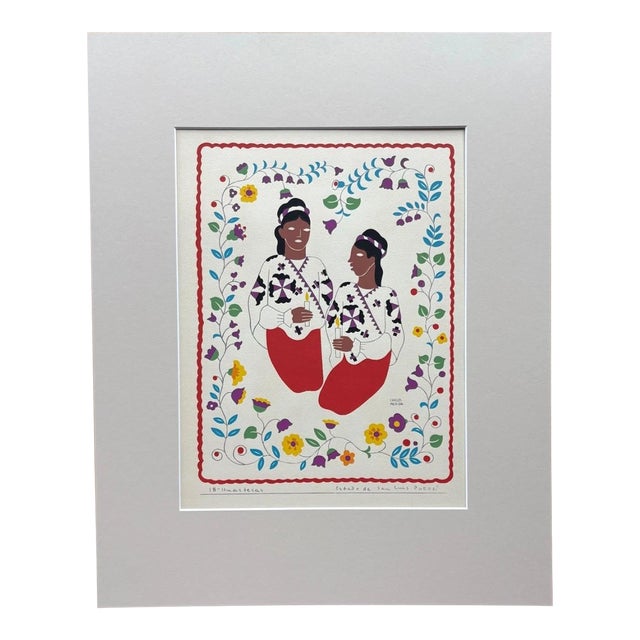 Carlos Mérida Silkscreen Print "Huastecas, San Luis Potosi" in 16 x 20 Mat, 1945 For Sale