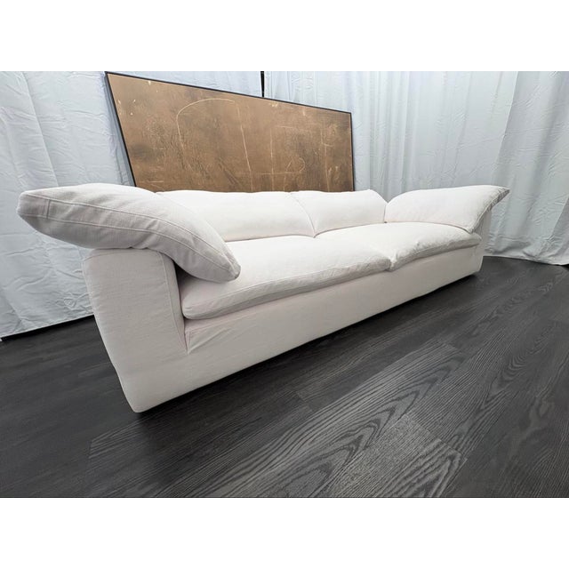 Contemporary Rh Cloud 9' Luxe Sofa — 2-Cushion | Perennials Performance Textured Linen Weave | White For Sale - Image 3 of 18