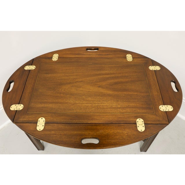 Wood Henkel Harris 5212 29 Banded Mahogany Chippendale Butler's Tray Coffee Table For Sale - Image 7 of 11