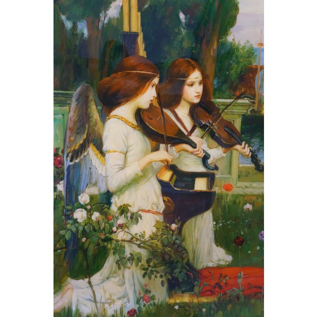 Late 20th Century Angels Detail From Saint Cecilia Oil Painting After John William Waterhouse 36" For Sale - Image 4 of 10