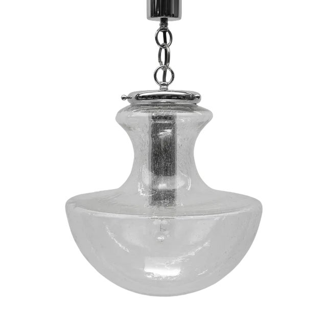 Mid-Century Modern Chrome & Bubble Glass Pendant Lamp, Germany, 1960s For Sale