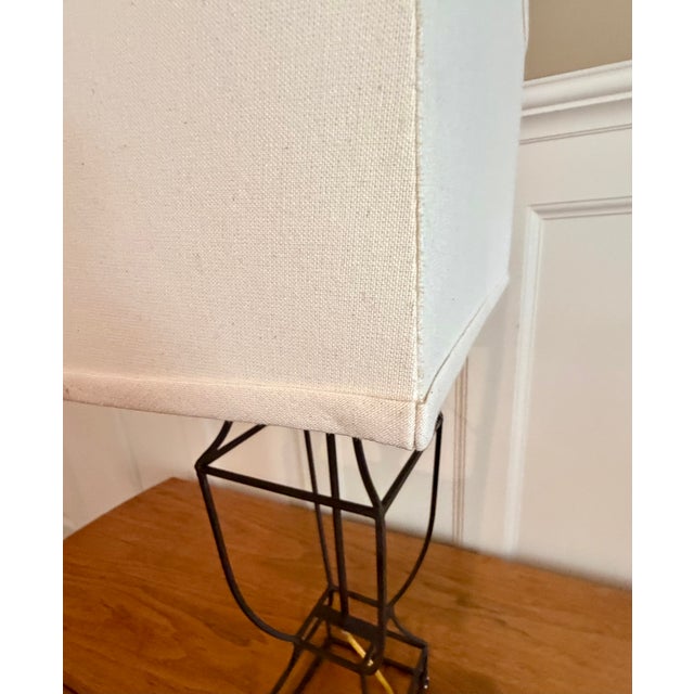 Early 2000s Open Cage Table Lamp With Shade For Sale - Image 13 of 13