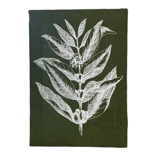 Vintage Hand Painted Textile Linen Mounted For Sale