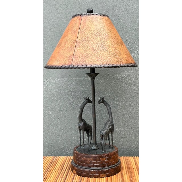 Vintage Maitland Smith Giraffe Bronze Table Lamp For Sale - Image 10 of 12