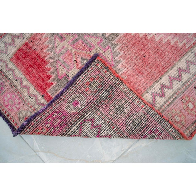 1970s Pink Kurdish Herki Hand-Knotted Distressed Runner For Sale - Image 14 of 17