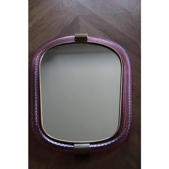 Twisted Pale Pink Murano Glass Mirror, 2000s For Sale - Image 9 of 18