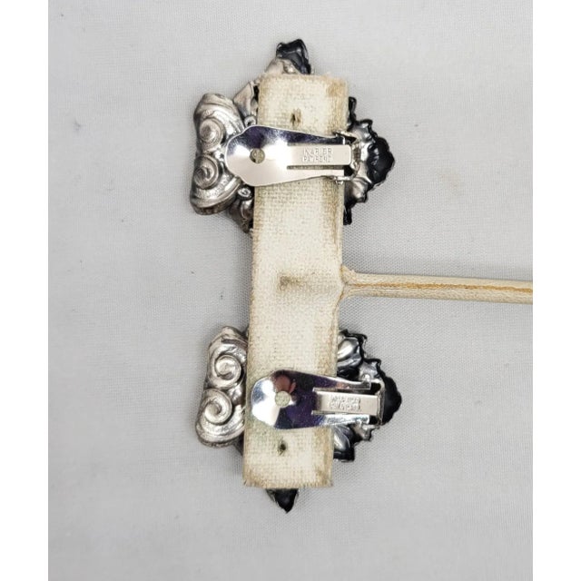 Vintage 1968 Signed Napier Book Piece Silvertone Leaf Clip Earrings - 2 Pieces For Sale - Image 9 of 9