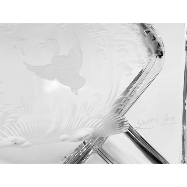 Queen Lace Cut Crystal Ashtray Trinket Dish With Etched Wild Geese, Circa 1970s For Sale - Image 15 of 15