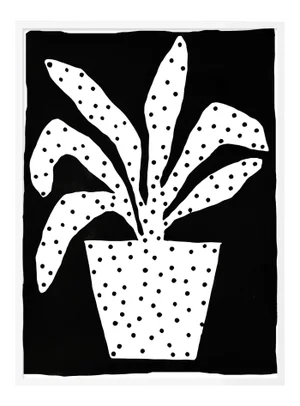 Polkadot Plant by Kate Roebuck in White Framed Paper, Small Art Print