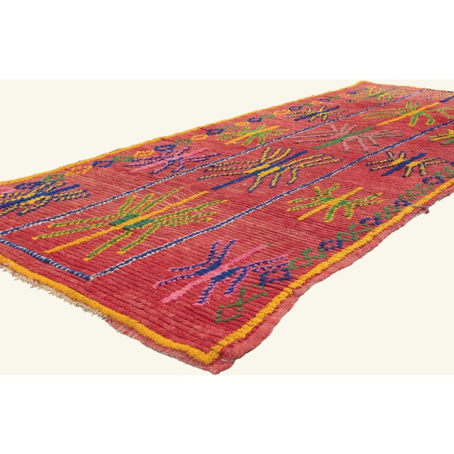 22066 Vintage Azilal Moroccan Rug, 03'09 x 08'09. The Sacred Covenant: A Vintage Azilal Moroccan Masterpiece of Divine...