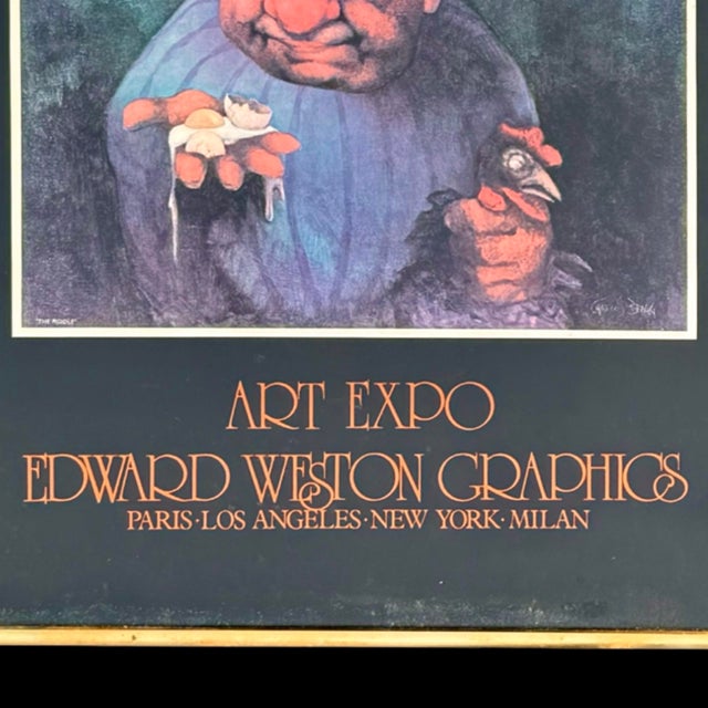 Vintage Charles Bragg Exhibition Poster “The Riddle” Wash Art 77, Framed Social Satire Art For Sale In San Diego - Image 6 of 7