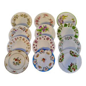 12 English Fine Bone China Salad / Dessert Plates