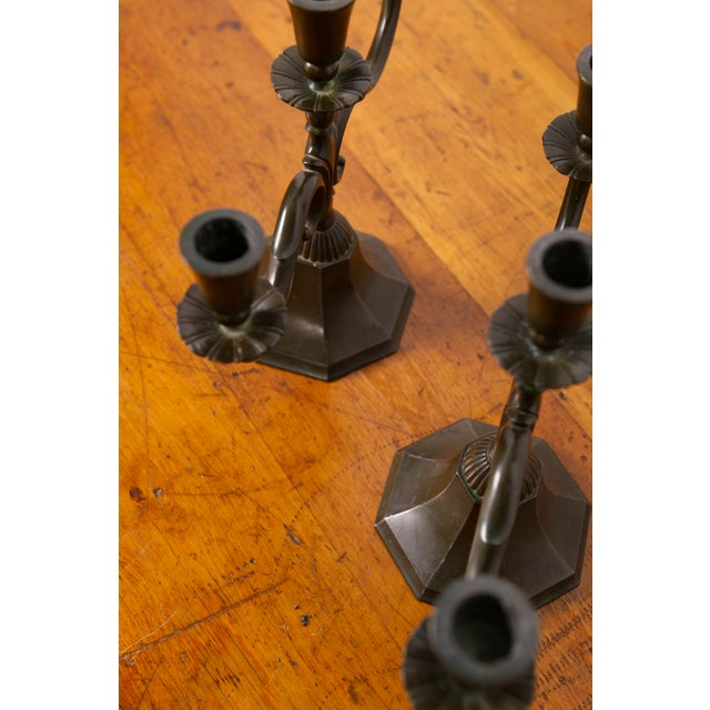 Large Model 155 Candelabras in Disko Metal by Just Andersen, 1930s, Set of 2 For Sale - Image 16 of 18