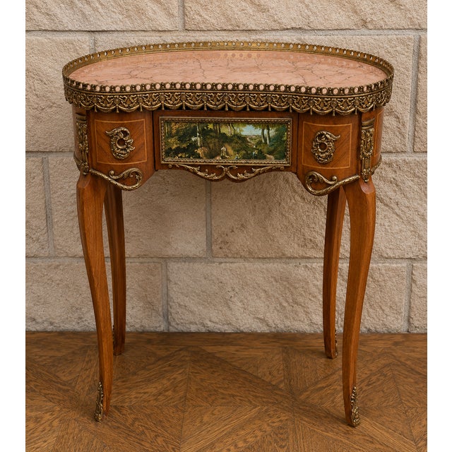Louis XV Kidney-Shaped Desk in Marquetry and Gilt Bronze, 1920s For Sale - Image 9 of 9