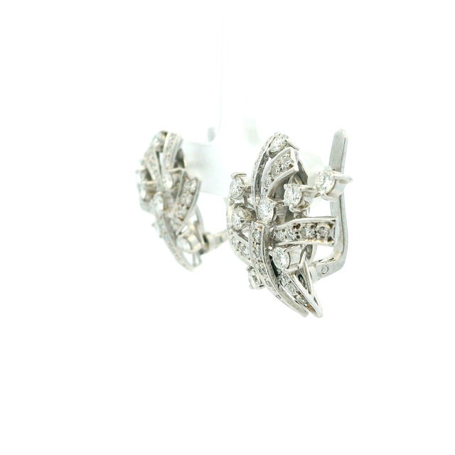 Platinum Art Deco Platinum and 3.00 Carat Diamond Spray Earrings, Pair For Sale - Image 8 of 13