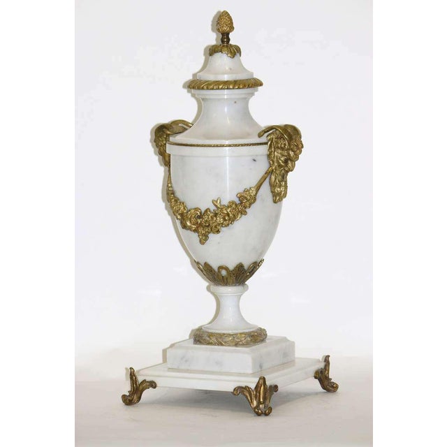 19th Century Rare c.1820 Monumental White Marble Gilt Bronze Mounts Cassolette Urn For Sale - Image 5 of 9