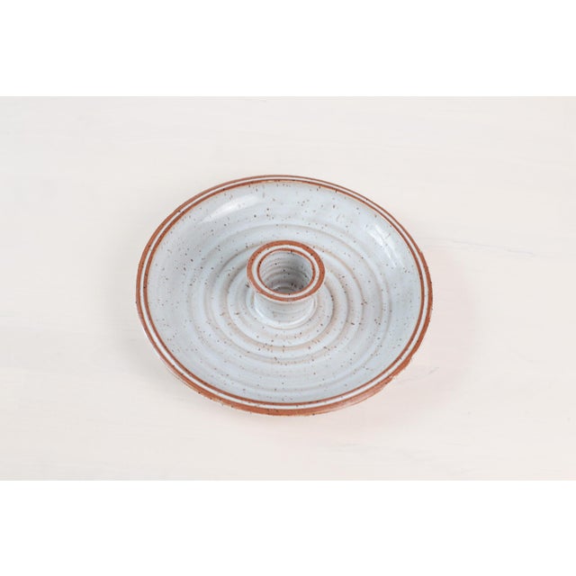 Cream 1970s Studio Pottery Serving Platter With Center Bowl For Sale - Image 8 of 13