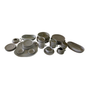 1950s 46 Piece Russel Wright by Steubenville Vintage Pottery Assorted Dinnerware in Gray Tones