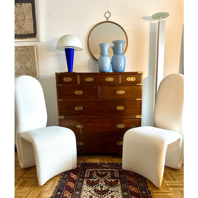 A handsome 19th Century English brass-bound mahogany Campaign Chest on Chest, crafted with exceptional presence and scale....