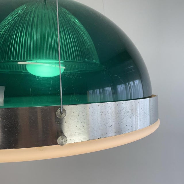 Chandelier in Green Acrylic Glass Pendant Lamp, 1960s For Sale - Image 13 of 14