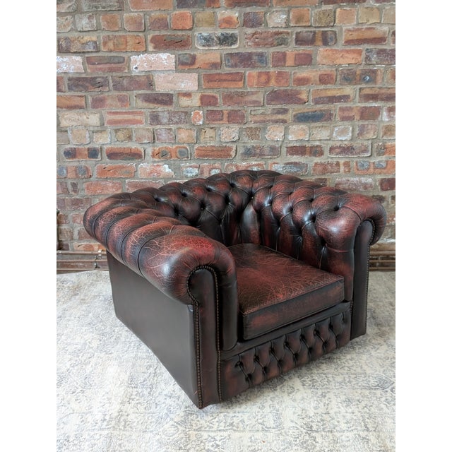 Chesterfield Club Chair in Leather For Sale - Image 6 of 14