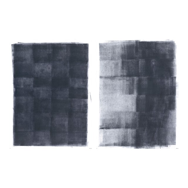 Ink on Paper Gallery Set (2) 18*24 Repro Rag Original Modern Abstract Black White by Carrie Bergey For Sale