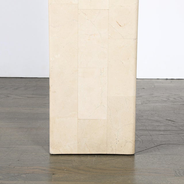 Pair of Mid-Century Modernist Tessellated Travertine Pedestals For Sale - Image 12 of 16