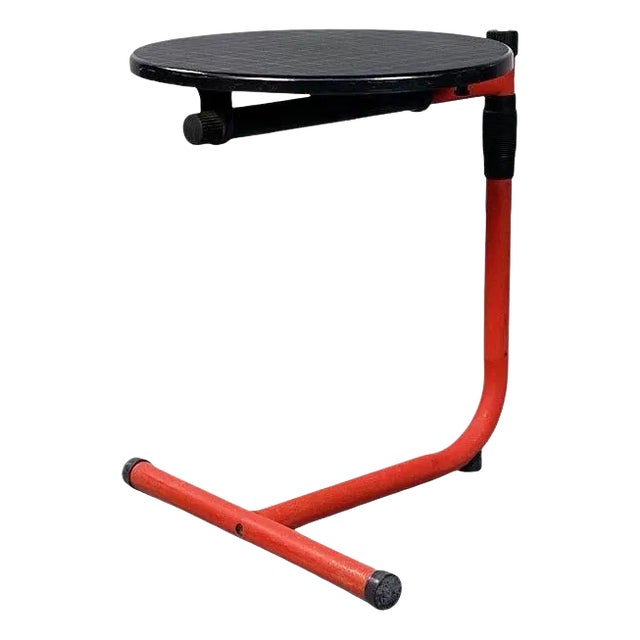 Mid-Century Italian Red Metal & Black Plastic Coffee Table from Magis, 1980s For Sale