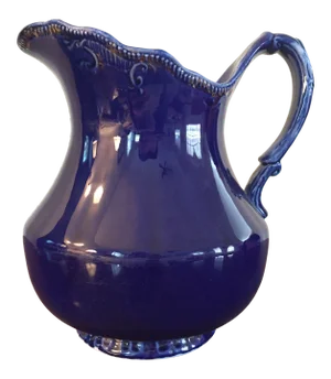 Early 20th Century Cobalt Blue Ceramic Pitcher