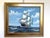 Beautiful oil on canvas depicting a classic sailing ship navigating rolling ocean waves under a bright sky filled with...