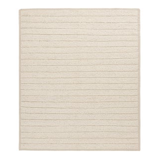 Rug & Kilim’s Textural Kilim Rug in Cream and White High-Low Stripes - 8x10 For Sale