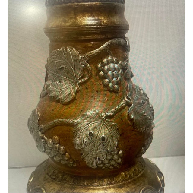 Tuscan Pair of Ornate Grape & Vine Pillar Candle Holders, Old World Style For Sale - Image 3 of 7