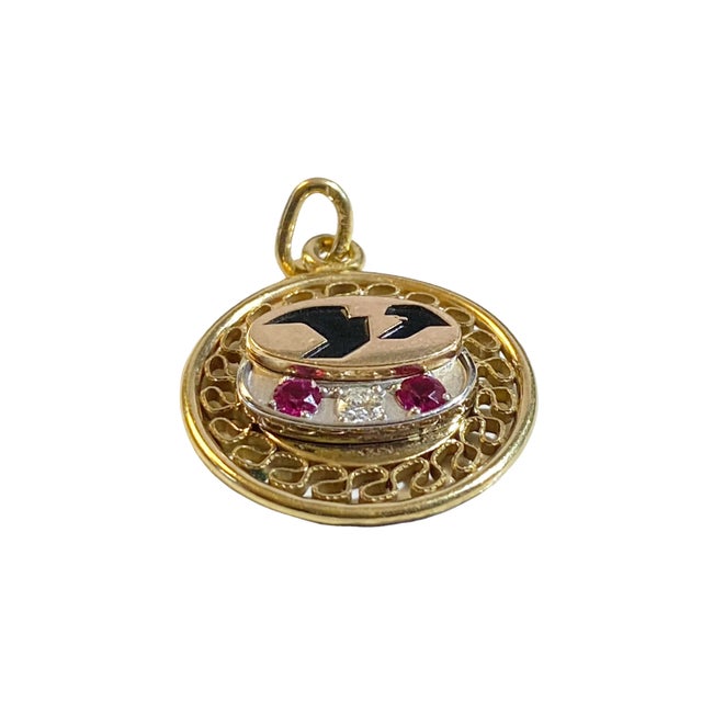 Mid-Century Modern Vintage 12k Gold Filled Hallmarked Round Shape Pendant For Sale - Image 3 of 9