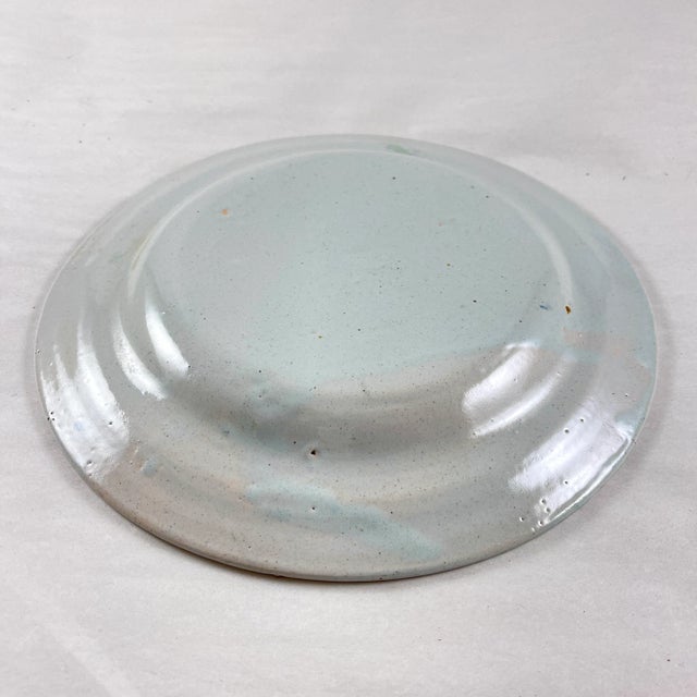 1910s Hb Quimper Grand Maison Breton Woman in Orange, Blue & Gray Dress - Circa 1910 For Sale - Image 5 of 9