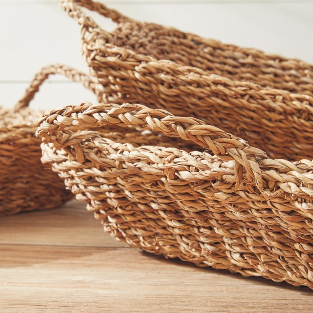 Early 21st Century Seagrass Trays With Handles, Set Of 3 For Sale - Image 5 of 6