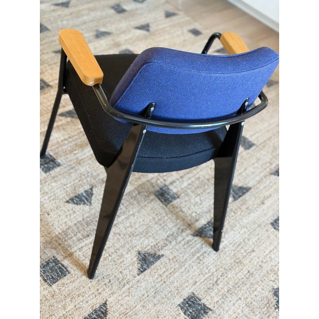 Mid-Century Modern Jean Prouvé for Vitra Armchair, 1951 Design – Blue & Black (Pair Available) For Sale - Image 3 of 13