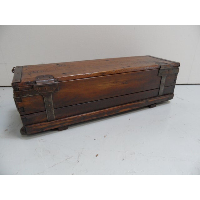 Antique Wooden Military Chest, 1920s For Sale - Image 6 of 11