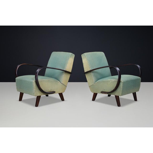 Sculptural Bentwood Lounge Armchairs by Jindřich Halabala, Czechoslovakia, 1940s, Set of 2 For Sale - Image 15 of 17