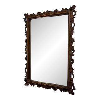 Vintage Rococo Revival Carved Gold Wall Mirror | Large Ornate Gilt Frame For Sale